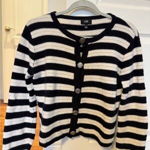 Women's Black and White Striped Sweater